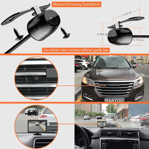 Miniatura 7 de Cámara de reserva inversa, RAAYOO L002, ángulo de visión amplio de 170 grados, 2 en 1, universal para coche, cámara de visión