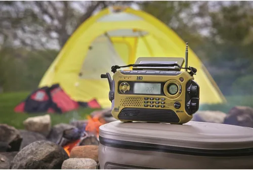 Miniatura 5 de HQ Issue Radio digital multibanda solar alimentada, radio meteorológica y radio de emergencia con luz de emergencia negra