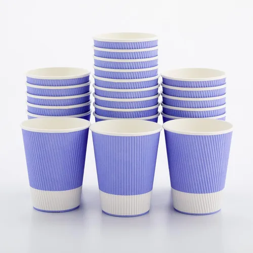 Miniatura 64 de Vasos de café de papel aislado de pared corrugada, 12 onzas, 12 onza, Negro