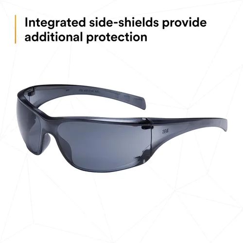 Miniatura 4 de 3M Anteojos de seguridad, Virtua AP, 1 par, ANSI Z87, antiniebla, revestimiento antiarañazos, lente gris, montura gris, protectores laterales