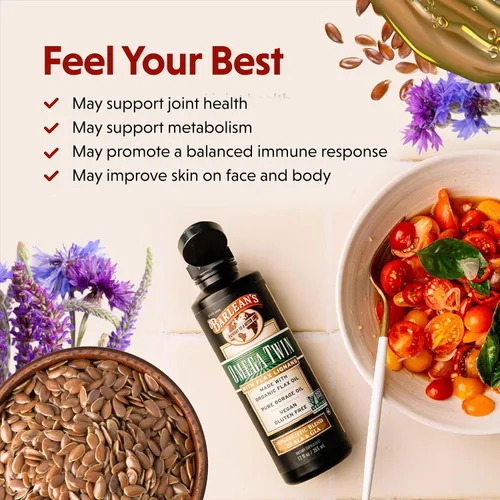 Miniatura 5 de Barlean's Omega Twin - Suplemento de aceite de linaza líquido y aceite de borraja puro con lignanos, 6,010 mg de ALA y 465 mg de ácidos grasos Omega