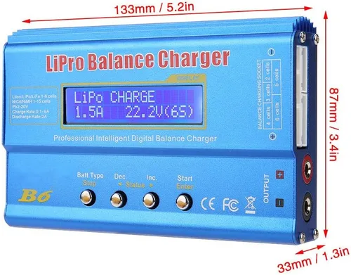 Elprico Cargador de equilibrio, B6 80W RC Digital Balance Cargador Descargador con LCD para batería LLiPo NiMH RC (#1, tipo torre inclinada Pisa)