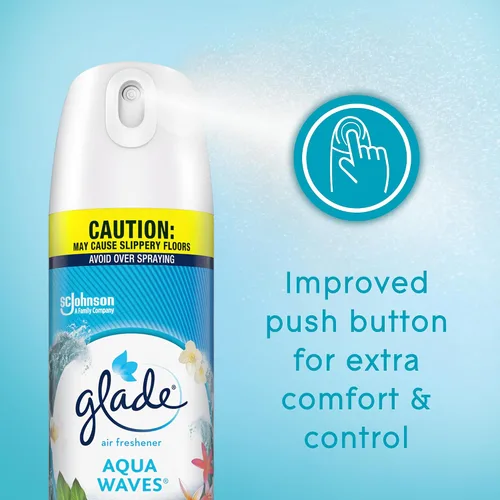 Miniatura 10 de Glade Ambientador en aerosol para habitación que combate el olor, Aqua Waves, 8.3 onzas, 2