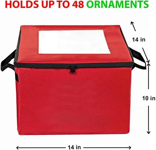Miniatura 5 de ProPik - Caja de almacenamiento para adornos navideños, 3 bandejas separadas extraíbles con divisores para 48 esferas; organiza y protege