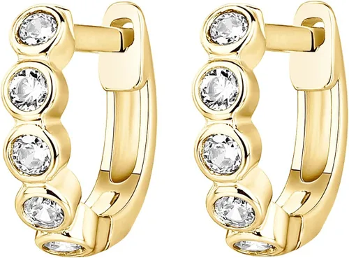Miniatura 3 de PAVOI Aretes de aro de plata de ley chapados en oro de 14 quilates con circonita cúbica para mujer