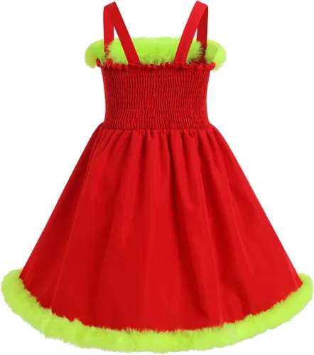 Miniatura 19 de IDOPIP Vestido de fiesta de Navidad para mujeres y niñas, vestido de tutú a cuadros rojos con capa con capucha, disfraz familiar a juego