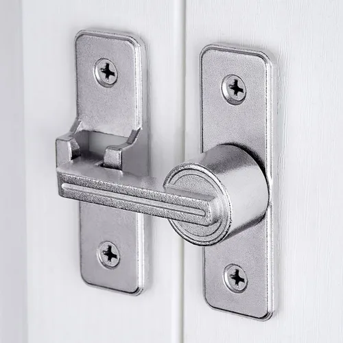 Miniatura 3 de Cerraduras plateadas para puerta de granero de 180 grados, cerraduras de puerta corrediza pesada, aleación de zinc premium para mayor privacidad