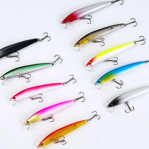 Miniatura 7 de Señuelos de pesca, señuelo grande y duro Minnow VIB con gancho de agudos Life-Like Swimbait Fishing Bait Popper Crankbait Vibe Sinking Señuelo