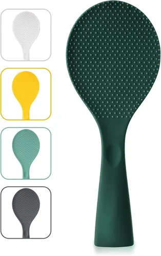 Miniatura 11 de FireKylin Cuchara de arroz de silicona con paleta antiadherente y resistente al calor, cuchara para olla arrocera, cuchara de servir para granos