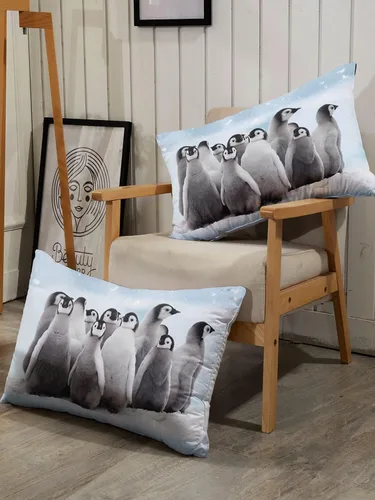 Miniatura 6 de Datura home - Juego de ropa de cama con edredón con estampado de pingüino y nieve, juego de colcha con 1 edredón y 2 fundas de almohada