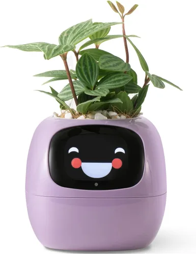 Miniatura 11 de PLANTSIO Plantera inteligente para mascotas con robot de orientación en el cuidado de plantas con emojis, adorable compañero de plantas con rica