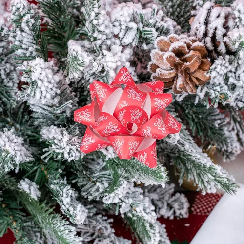 Miniatura 6 de WRAPAHOLIC - Surtido de 12 moños de regalo navideños - Papel kraft rojo y negro con temática navideña para fiestas, cumpleaños y baby shower Navidad