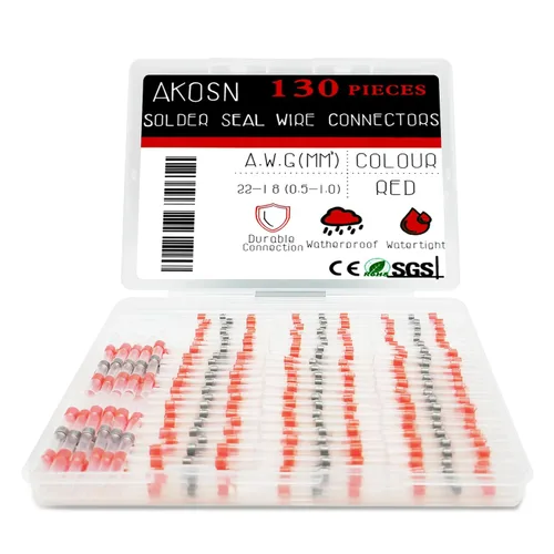 Miniatura 8 de 455 PCS Conectores de Empalme Autosoldantes Termorretráctiles, Kit de Conectores de Cable con Sellado de Soldadura, Conector de Empalme de Cable