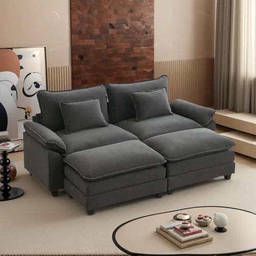 Miniatura 50 de Sofá modular seccional, sofá de nube con otomana, asiento profundo de felpilla en forma de L para sala de estar y apartamento