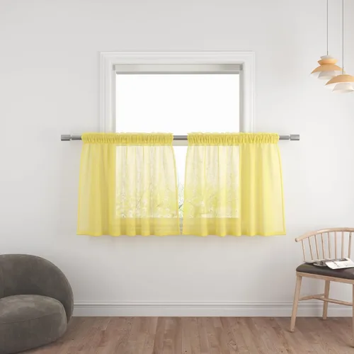 Miniatura 76 de UPOPO Paneles de Cortina Beige Pequeños Cortinas Transparentes de Gasa de 16 Pulgadas de Largo Cortinas de Cocina de Voile con Textura de Lino