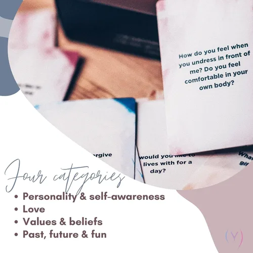 Miniatura 5 de Caja de conversaciones significativas - Juego de iniciadores de conversación para parejas - Baraja de tarjetas de cita nocturna con 130 tarjetas