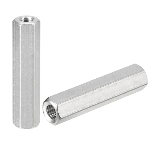 uxcell Tuercas de acoplamiento M8 x 1.25 de paso de 2.362 in de longitud, 2 tuercas de acoplamiento de varilla hexagonal métrica de acero inoxidable