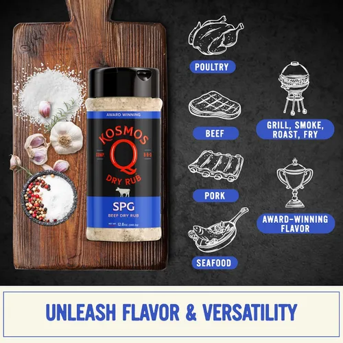 Miniatura 4 de Kosmos Q SPG BBQ Dry Rub, regalo del día del padre para él, condimento de ajo con azúcar de caña orgánica, barbacoa para pechuga, bistec, pollo