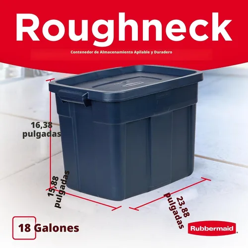 Miniatura 2 de Rubbermaid Roughneck - Contenedor de almacenamiento apilable resistente con tapas y asas de 18 galones, paquete de 6 unidades, fabricado en Estados