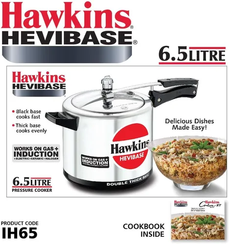Miniatura 3 de Hawkins Olla a presión Hevibase de aluminio de 6,5 litros, cocina de tapa interior de inducción, plata (Ih65)