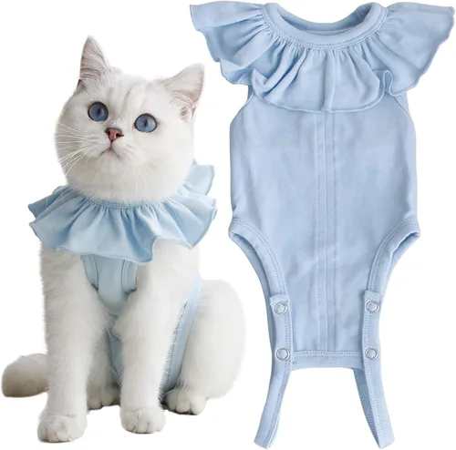 Miniatura 7 de Traje de recuperación para gatos para heridas abdominales y enfermedades de la piel, camisa quirúrgica transpirable de recuperación después