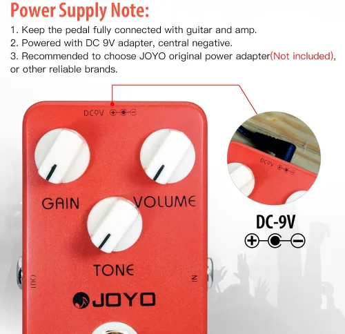 Miniatura 5 de JOYO Pedal de distorsión Crunch distorsión del efecto de distorsión de rock clásico británico para guitarra eléctrica - True Bypass (JF-03)