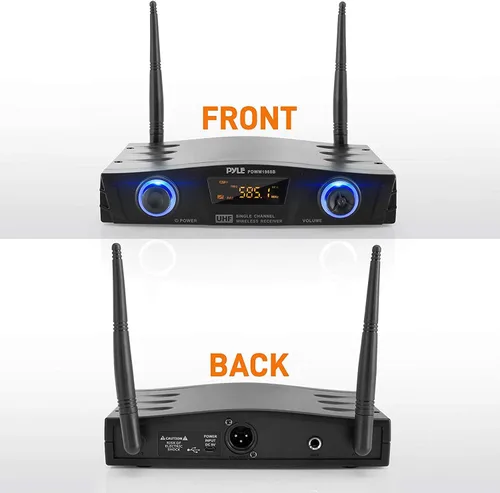 Miniatura 3 de PYLE Sistema de micrófono inalámbrico UHF compacto - Juego de receptor de micrófono digital de escritorio profesional de 1 canal con transmisor