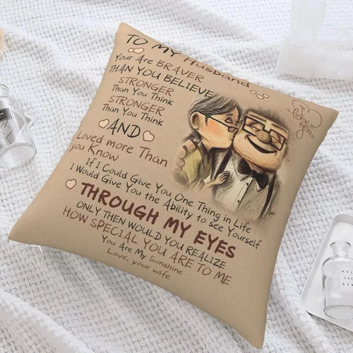 Miniatura 5 de Fundas de almohada de regalo para marido de parte de la esposa, fundas de almohada de Carl y Ellie, fundas de almohada de amor, para aniversario