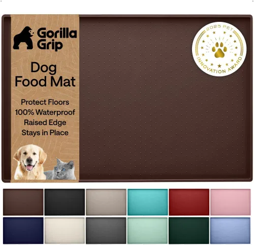 Miniatura 19 de GORILLA GRIP - Alfombrilla de silicona 100% impermeable con bordes elevados, sin BPA, para mascotas, tapetes para comida de perros y gatos, contiene