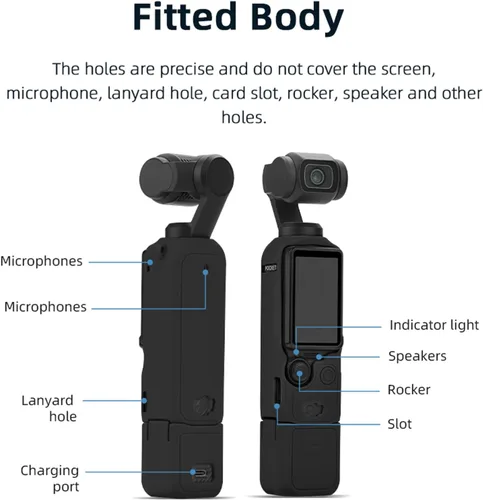 Miniatura 3 de Funda protectora de silicona para DJI Osmo Pocket 3 Funda de silicona Funda protectora Handheld Gimbal Action Camera Accesorios (negro)