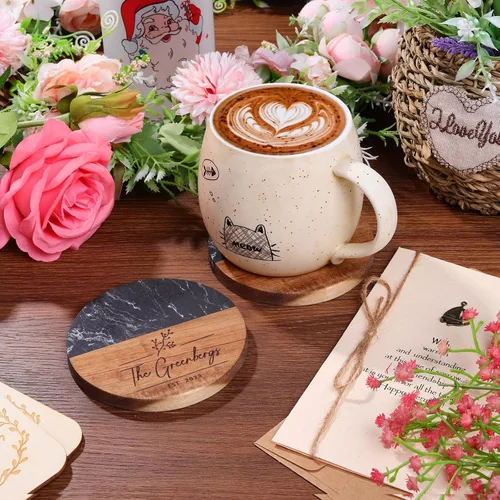 Miniatura 7 de Posavasos personalizados, regalo de aniversario de boda para parejas de amigos, regalo de recién casados, posavasos grabados personalizados