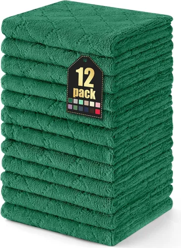 Miniatura 61 de Homaxy - Paquete de 12 trapos de cocina (10 x 10 pulgadas, morado), de terciopelo coral, supersuaves y absorbentes, de secado rápido, paño