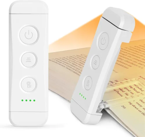 Miniatura 9 de Glocusent - Luz de libro recargable USB, luz de lectura LED portátil con clip, luces de lectura para libros en la cama con 3 colores ámbar y 5