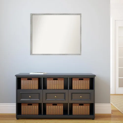 Miniatura 447 de Amanti Art Espejo de baño blanco para sobre el fregadero, 32 x 45 pulgadas, espejo de tocador rectangular blanco esbelto, marco de madera moderno