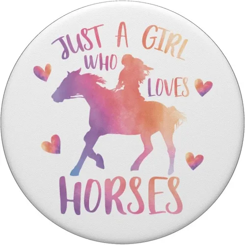 Miniatura 3 de Just a Girl Who Loves Horses Watercolor Horse Western Rider PopSockets - Soporte para teléfonos y tabletas, Negro