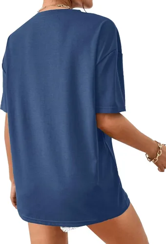 Miniatura 3 de Remidoo Camiseta casual de manga corta para mujer, de gran tamaño, holgada, con estampado de letras, blusa