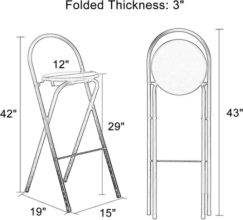 Miniatura 3 de Taburetes de bar plegables, silla de bar de 29 pulgadas, taburete alto con alfombrilla de madera, silla de pub de metal, silla de bar para bar