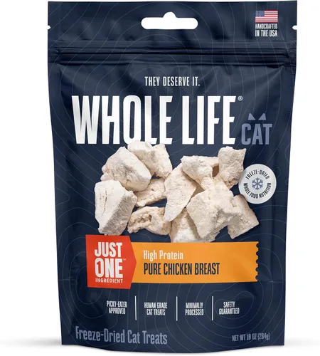 Miniatura 10 de Whole Life Pet - Golosinas de pollo liofilizadas para gatos, grado humano, un ingrediente, procedentes y fabricadas en los Estados Unidos