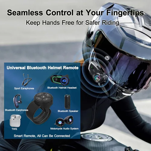Miniatura 3 de Mando a distancia para auriculares con casco Bluetooth, controla música, asistentes de voz, llamadas y más, batería de larga duración, impermeable