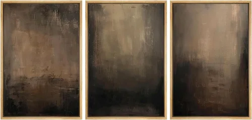 SIGNFORD Impresión en Lienzo Enmarcado Conjunto de Arte de Pared Arte Abstracto Terroso en Tonos Marrón Profundo y Beige Arte Moderno Decorativo