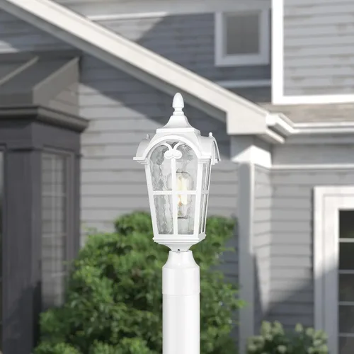 Miniatura 2 de Emliviar Luz de poste moderna para exteriores, lámpara exterior de 17 pulgadas, aluminio con vidrio de agua, acabado blanco, WE215P WH Blanco - Vaso
