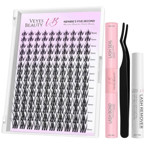 Miniatura 20 de VEYESBEAUTY Extensiones de Pestañas en Racimos Banda Delgada e Invisible DIY Pestañas Postizas Individuales Serie de Cinco Segundos