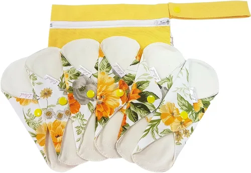 Miniatura 18 de Lilind ® Paquete de 7 toallas de tela para tanga en flores rojas, 100% algodón orgánico, reutilizables, lavables, toallas sanitarias menstruales