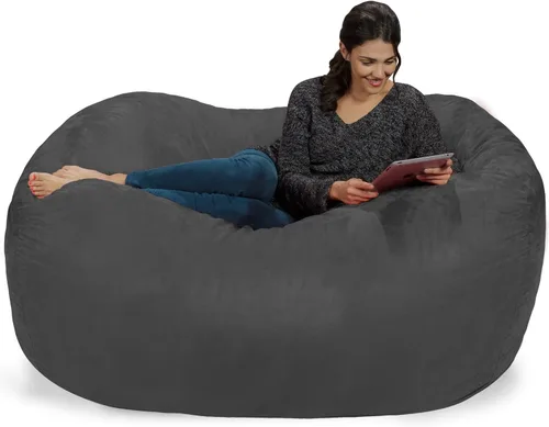 Miniatura 6 de Cozy Sack - Sillón de puff: Gran bolsa para muebles de espuma viscoelástica de 6 ft y tumbona grande – sofá grande con funda de microfibra suave