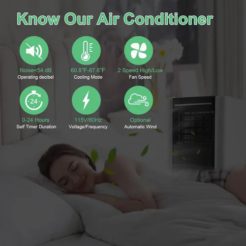 Miniatura 5 de WANAI Aire acondicionado portátil, 8000 BTU 6 en 1 aire acondicionado de refrigeración para habitaciones de hasta 250 pies cuadrados, aire