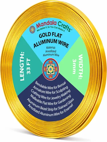Miniatura 17 de Mandala Crafts Alambre de aluminio anodizado plano de 0.118 in para fabricación de joyas, alambre de bisel negro flexible de color de 33 pies