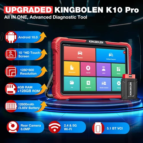 Miniatura 3 de KINGBOLEN K10 Pro Full Systems Mapa de Topología de Escáner de Coche de 10", Herramienta de Escaneo Bidireccional Bluetooth Escáner OBD2, Servicio