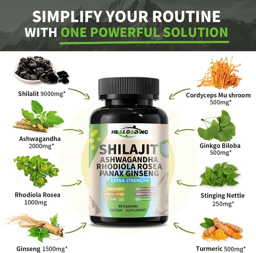 Miniatura 6 de Cápsulas de Shilajit del Himalaya: extracto purificado de Shilajit del Himalaya – Apoyo de energía natural y resistencia, vegano, sin OMG antiguo