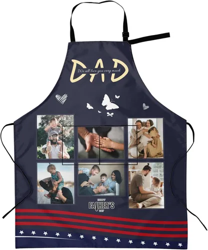 Miniatura 30 de Delantales personalizados con dos bolsillos para mujeres y hombres, delantales personalizados impresos con texto fotográfico para cocinero de cocina