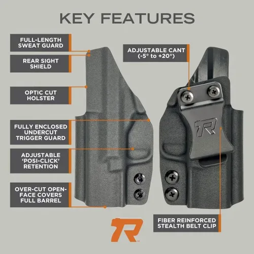 Miniatura 3 de Funda IWB redondeada - Portador oculto en la cintura, fabricado en Estados Unidos, Concealment Express, Kydex de fibra de carbono negro, listo